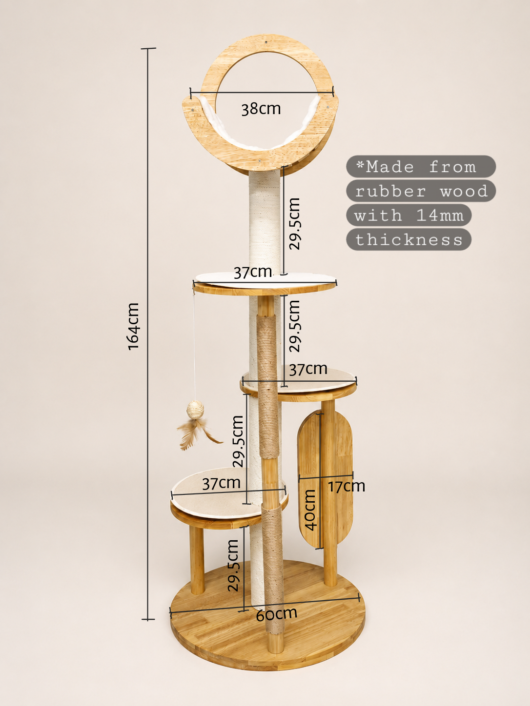 Quidditch Cat Tree w/ Scratching Post (164cm)