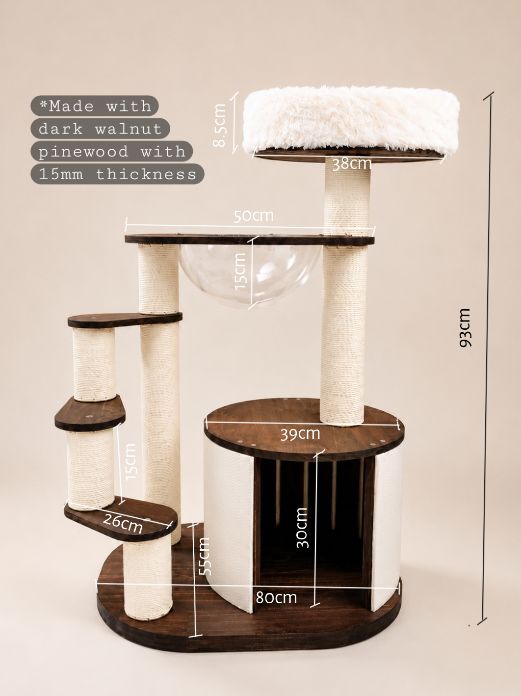 Hideout Cat Tree w/ Scratching Post (93cm)